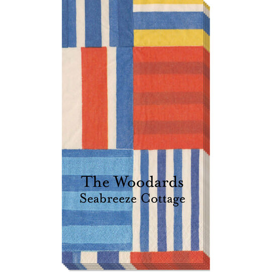 Blue Striped Patchwork Caspari Guest Towels